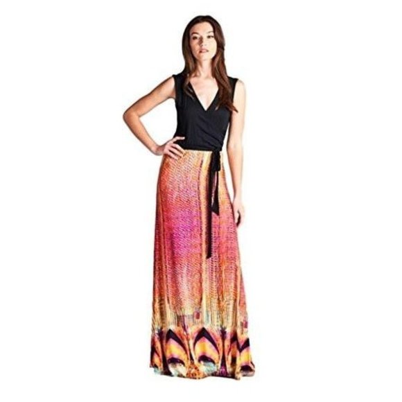 Tua Dresses & Skirts - Tua USA Sleeveless Print Surplice Long Maxi Dress